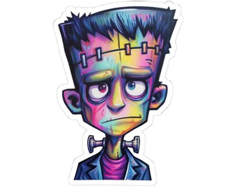 Neon Frankie - Sticker - Cute but Creepy Monster in Electric Colors