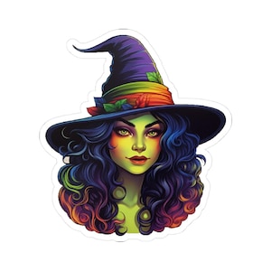 Rainbow Witch Sticker - Halloween Vinyl Sticker - Cute Witchy Woman - Fall Aesthetic Laptop Sticker