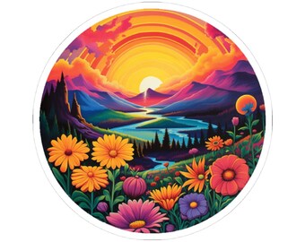 Floral Mountain Landscape Art Print