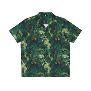 Affandi Style Green Face Shirt | All Over Print Hawaiian Button Up