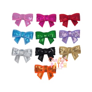 Small Sequin Bow Patch, Iron On, DIY Patch