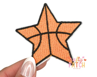Basketball Star Patch: Embroidered Iron-On Applique (2.75")