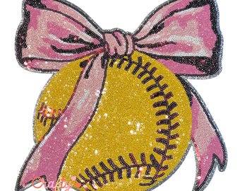 Softball Sequin Patch, Iron On, Game Day, DIY Patch