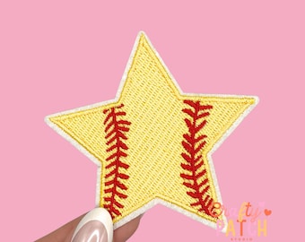 Softball Star Iron-On Patch: Embroidered Game Day Applique