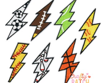 Sports Bolt Patch, Iron On, Game Day, DIY Patch