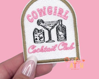 Cowgirl Cocktail Club Patch, Iron On Patch