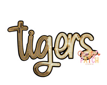 Tigers Sequin Patch, Iron On Patch, DIY Game Day Patch
