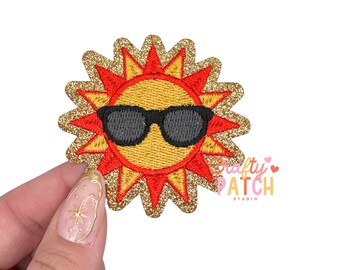 Glitter Sun Patch, Iron On Patch