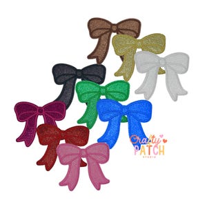 Glitter Bow Patch, Iron On, DIY Patch