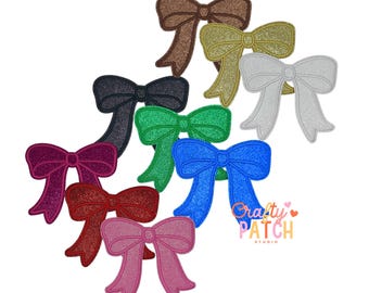 Glitter Bow Patch, Iron On, DIY Patch