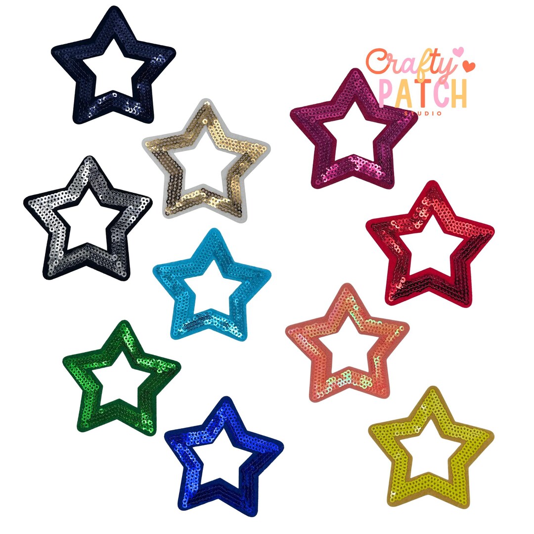 Sequin Open Star Patch, Iron on Applique - Etsy