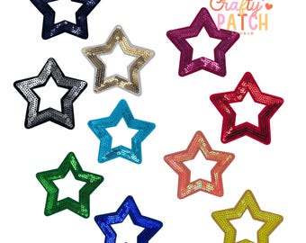 Sequin Open Star Patch, Iron On Applique