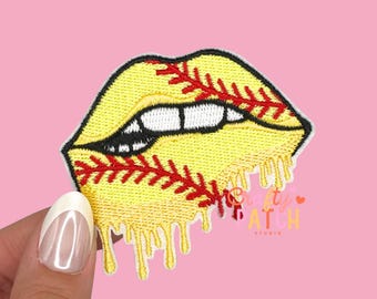 Softball Lips Iron-On Patch: Game Day DIY Applique