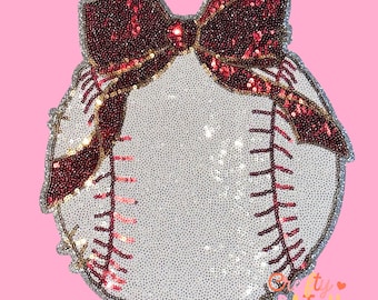 Baseball Sequin Patch, Iron On, Game Day, DIY Patch