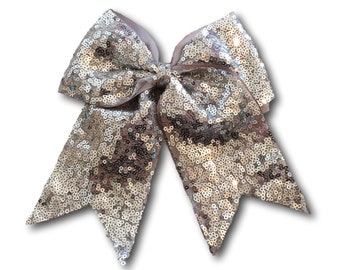 Silver Cheer Bow Silver Sparkle Hair Bow Silver Bow Silver Cheerbow Silver Sequin Hair bow