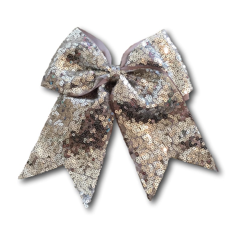 Silver Cheer Bow Silver Sparkle Hair Bow Silver Bow Silver Cheerbow Silver Sequin Hair bow