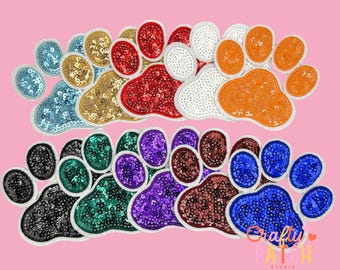 Paw Sequin Patch, Iron On, Game Day Mascot, DIY Patch