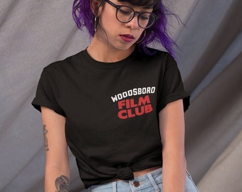 Woodsboro Film Club - Scream Horror Movie Inspired Unisex Tee Tshirt - Wes Craven 1996 Scary Movie 90s Slasher Horror Gift Gifts for Horror