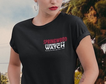 Springwood Community Watch Pocket Style 1984 -  Slasher A Nightmare on Elm Street Inspired Horror Movie Unisex T-shirt