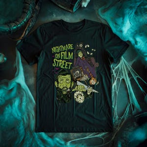 Horror Movie Marathon - Nightmare on Film Street - Unisex Horror Tee - Horror Movie Podcast Scary Horror Nofspodcast Movie fan gift gifts