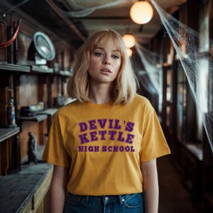 Devil&#39;s Kettle High School - Jennifer&#39;s Body Inspired Horror Unisex Tee - Diablo Cody Horror Gift Megan Fox Demon Devil Teen Horror Gift