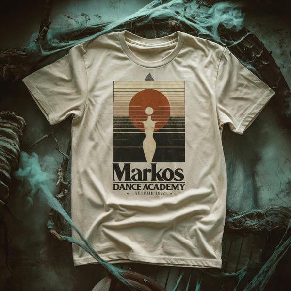 Markos Dance Academy - uniseks T-shirt met korte mouwen - op Suspiria geïnspireerde horrorfilm vintage retro eng griezelig Halloweem