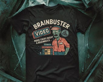 Brainbuster Video - Unisex T-Shirt - Blockbuster inspired video story vhs halloween horror fan combine undead spooky retro 90s
