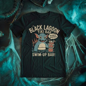 Black Lagoon Tiki Bar -  Creature From the Black Lagoon Horror Movie Classic Monster Inspired Unisex T-shirt Halloween Spooky