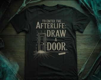 Camiseta unisex "Dibuja una puerta" - Beetlejuice, película de Tim Burton, regalos góticos para góticos, Halloween espeluznante y aterrador.