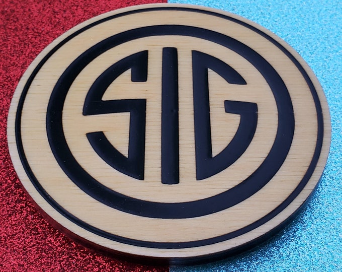Laser Engraved SIG Gun Coaster / Sig Sauer Logo Wood Coaster / 2nd