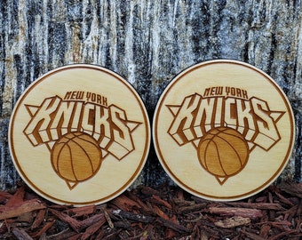 Laser Engraved Wood Coasters / New York Knicks / NBA Basketball Team / Custom Laser / Personalized gift