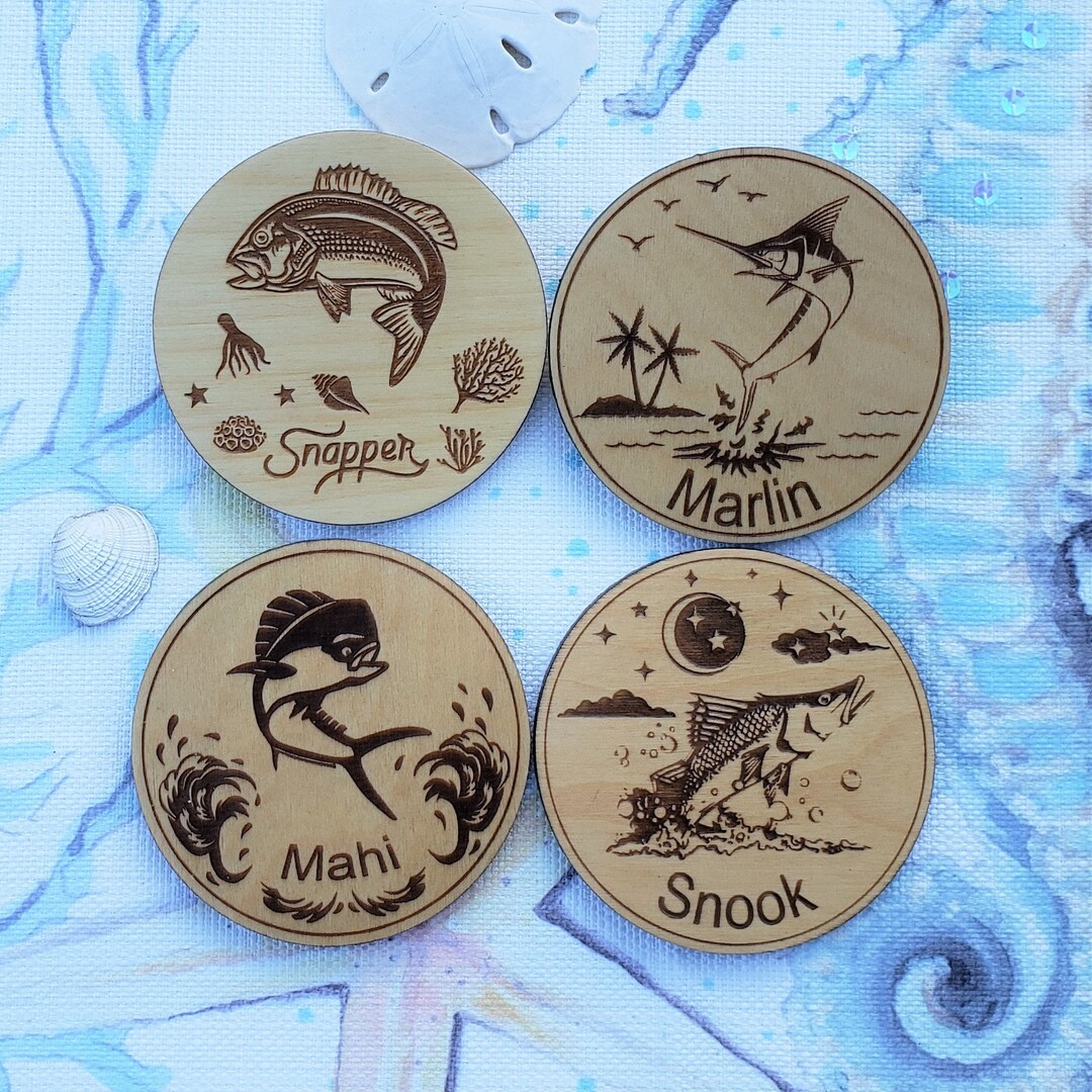 Laser Engraved Wood Coasters / Fisherman Gift /fish: Marlin - Etsy
