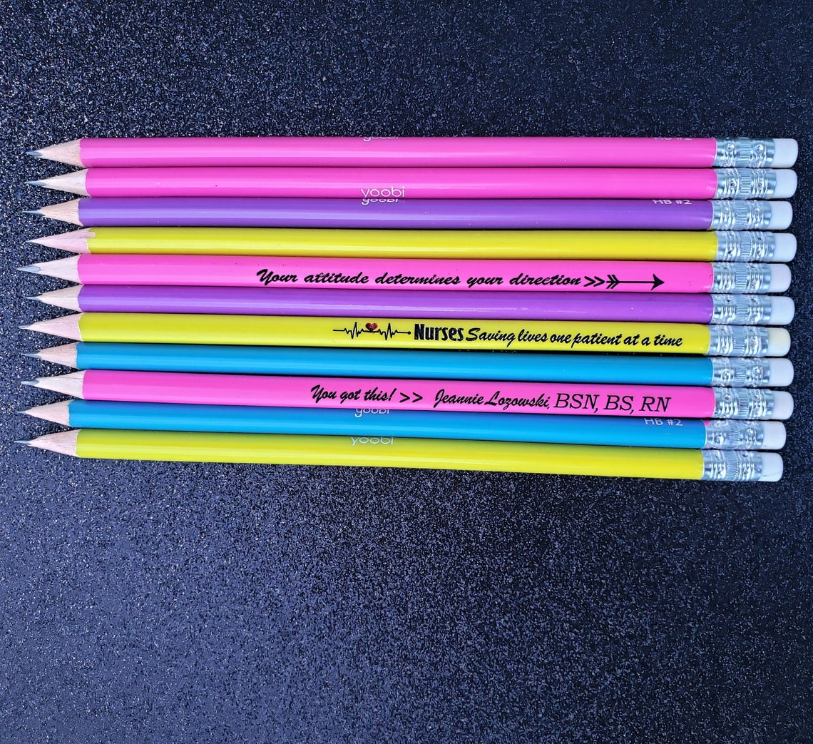 Laser Engraved Wood Pencils / Your Personalized wording / Etsy