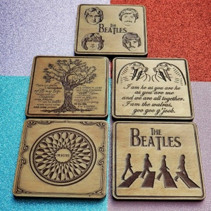 Beatles Coaster / Laser Engraved Wood Coasters / Beatles songs / John Paul George Ringo / Personalized gift