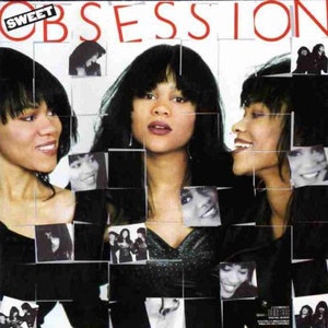 May include: A black and white album cover with the title "OBSESSION" in red letters and the word "SWEET" in a red box. The cover features a collage of images of three women with black hair and black clothing.