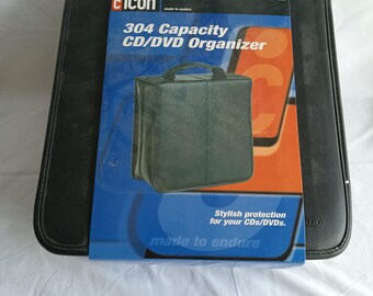 Zwarte nylon compactdisc-opbergkoffer met rits, zijvak met rits en draagtas