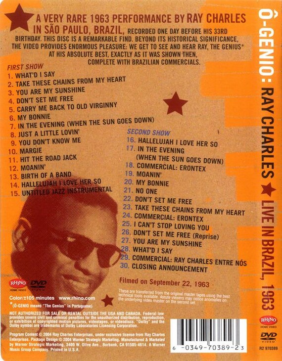 DVD Ray Charles Live in Brazil Sealed - Etsy Norway