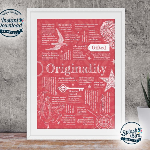 Originality Themed Inspirational Quote Poster, Vintage Art Poster, Instant Download Printable
