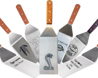 Personalized Engraved Spatula - size: 4"x 8", 15" Overall, Commercial/Restaurant Grade (Free Engraving Service - Your Own Message/Logo)