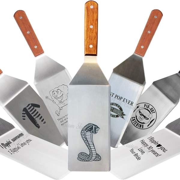 Personalized Engraved Spatula: 4"x8", 15" Overall, Commercial/Restaurant Grade (Free Engraving - Your Message/Logo)