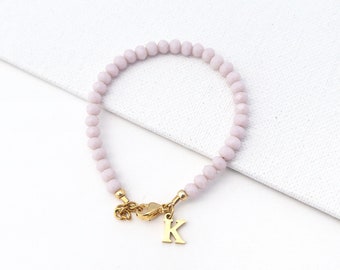 Baby Bracelet Girl, Petal Pink Personalized Bracelet, Custom Toddler Jewelry, Newborn Gift, Kids Stocking Stuffer
