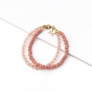 Pink Baby Bracelet for Girls | First Birthday Gift | Baby Bracelet Personalized | Baby Jewelry | Initial Charm Bracelet | Toddler Bracelet
