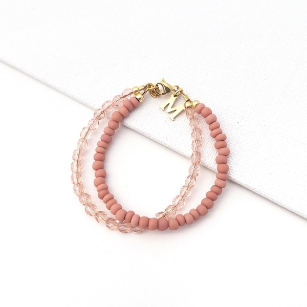 Pink Baby Bracelet for Girls | First Birthday Gift | Baby Bracelet Personalized | Baby Jewelry | Initial Charm Bracelet | Toddler Bracelet