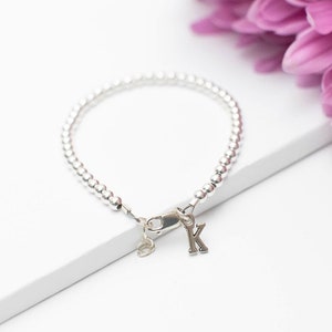 Sterling Silver Baby Bracelet | 925 Sterling Beaded Bracelet | Flower Girl Gift | Baptism Girl Gift | Toddler Girl Jewelry | Personalized