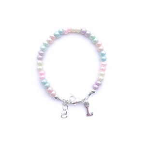 Rainbow bracelet-baby bracelet-pastel bracelet-rainbow baby-baby girl bracelet-personalized-baby jewelry-toddler girl bracelet-letter charm