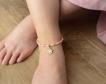 Daisy Ankle Bracelet, Dainty Anklet, Gold Filled Anklet For Girls, Baby, Teens