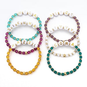 Personalized Birthstone Bracelet | Custom Beaded Name Bracelet | Mama Bracelet | November December Birthstone