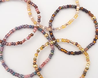Stretch Seed Bead Bracelet, Fall Layering Bracelets, Toddler Girl Jewelry, Dainty Women’s Bracelet
