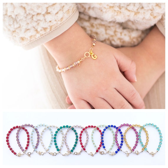 Personalized Birthstone Bracelet Baby Girl Jewelry New - Etsy