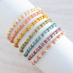Baby Stacking Bracelet, Toddler Girl Jewelry, Neutral Rainbow Bracelets, Custom Personalized Gift